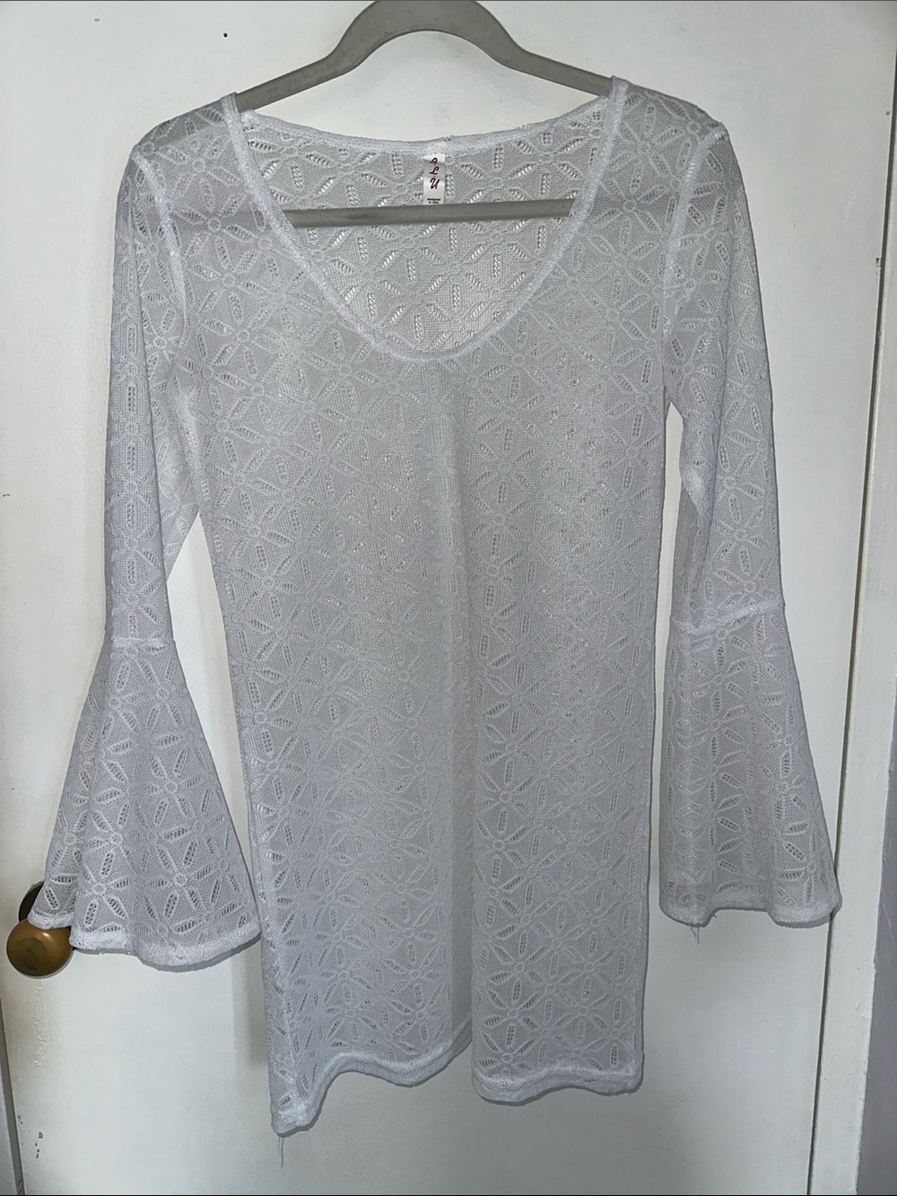 Women's White Crochet Swim Coverup Tunic